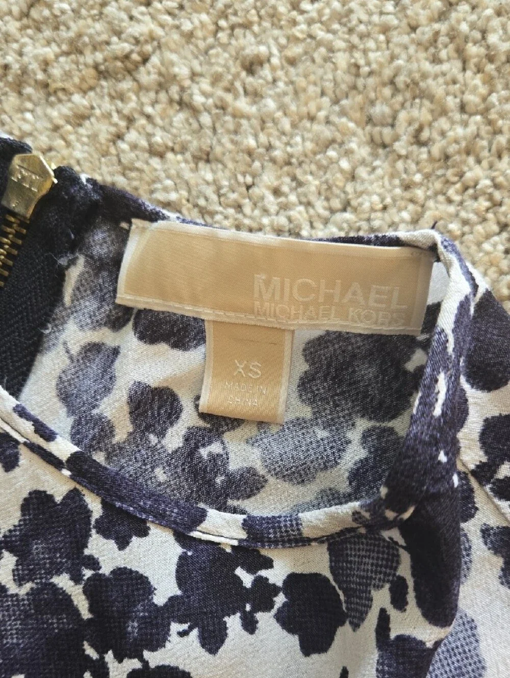 Michael Kors Navy and White Floral Shift Dress